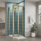 ETAL  Framed Square Bi-Fold Door Shower Enclosure & Tray  Brushed Brass 750mm x 750mm x 1940mm