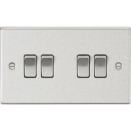 Knightsbridge  10AX 4-Gang 2-Way Light Switch  Brushed Chrome