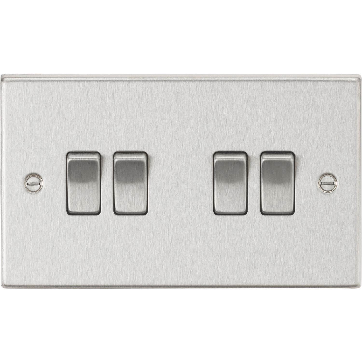 Knightsbridge 10AX 4-Gang 2-Way Light Switch Brushed Chrome (170TY)