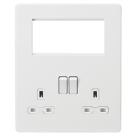 Knightsbridge  13A 2-Gang DP Combination Plate Matt White with White Inserts