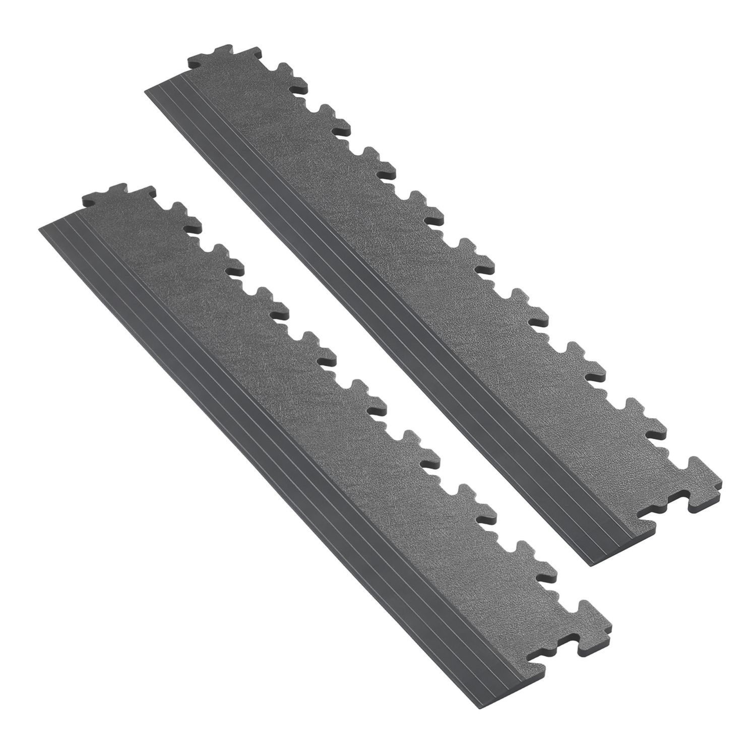 Garage Floor Tile Company X-Joint 5mm Interlocking Floor Tile Edge Ramps Graphite 497mm x 90mm 2 Pack (170YU)