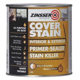 Zinsser  1Ltr White Matt Stain Block Wall Primer