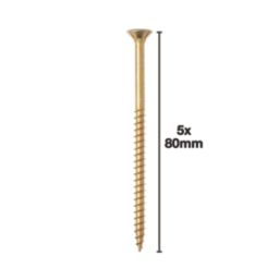 Goldscrew  PZ Double-Countersunk Thread Cutting Multipurpose Screws 5mm x 80mm 100 Pack
