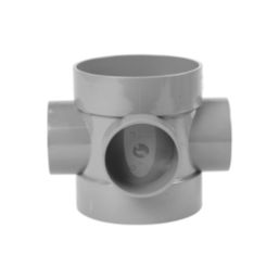 FloPlast  Solvent Weld 3-Boss Double Socket Short Pipe Grey 110mm