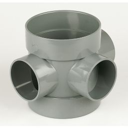 FloPlast  Solvent Weld 3-Boss Double Socket Short Pipe Grey 110mm