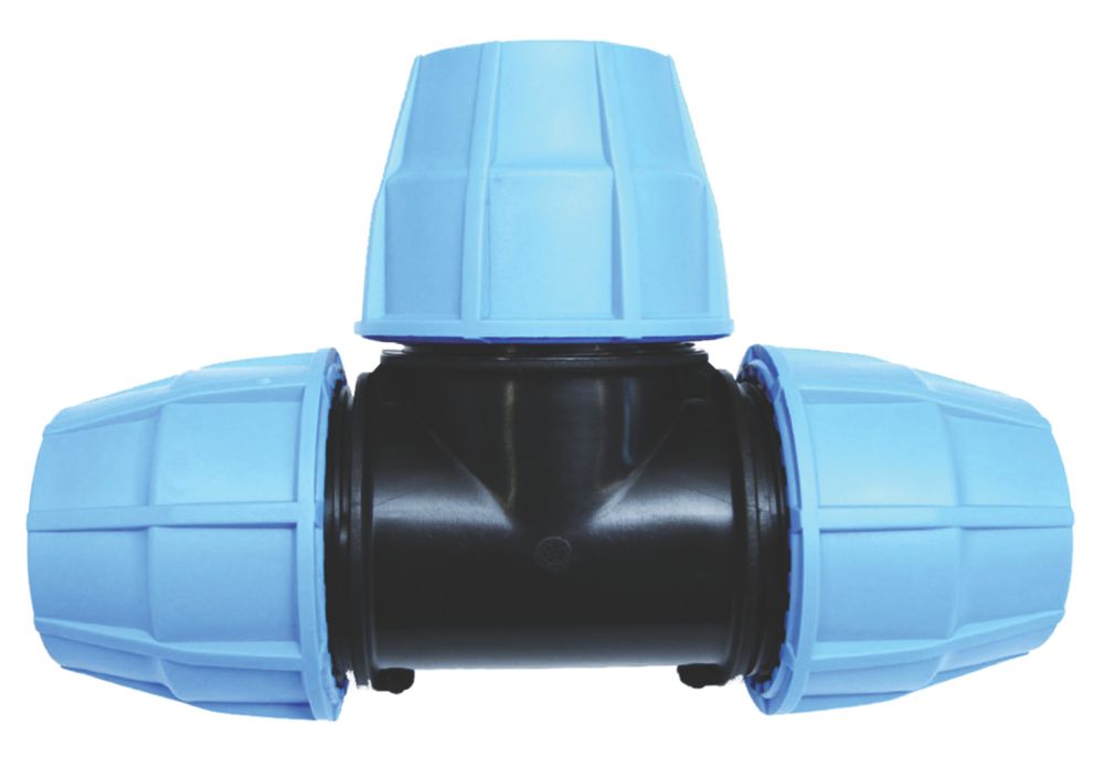 thumbnail image 2 of MDPE Water Pipe Tee Connector - 25mm X 25mm X 25mm Plastic T-Piece Fitting 2 of 12