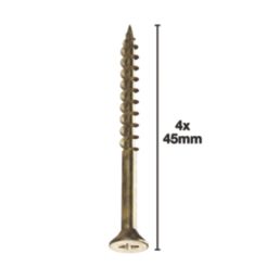 Goldscrew  PZ Double-Countersunk Thread Cutting Multipurpose Screws 4mm x 45mm 200 Pack