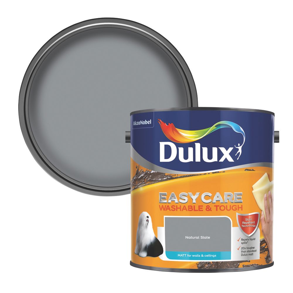 Dulux Easycare 2.5Ltr Natural Slate Matt Emulsion Paint Screwfix