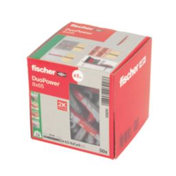 Fischer DuoPower Long Nylon Wall Plugs 8mm x 65mm 50 Pack
