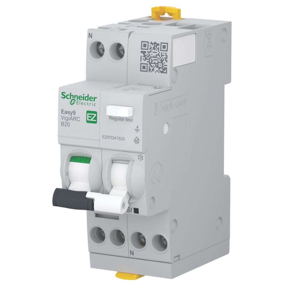 Schneider Electric Easy9 20A 30mA Type A DP B Curve AFDD RCBO - Screwfix