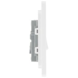 British General Evolve 20A 16AX 1-Gang Intermediate Light Switch Brushed Steel with White Inserts