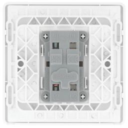 British General Evolve 20A 16AX 1-Gang Intermediate Light Switch Brushed Steel with White Inserts