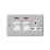 MK Contoura 45A 2-Gang DP Cooker Switch & 13A DP Switched Socket Grey with Neon with White Inserts