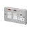 MK Contoura 45A 2-Gang DP Cooker Switch & 13A DP Switched Socket Grey with Neon with White Inserts