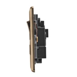Arlec  13A 2-Gang SP Switched Socket Antique Brass  with Black Inserts