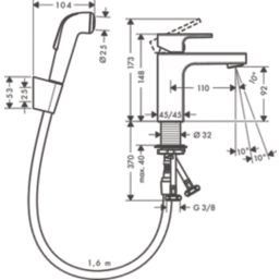 Hansgrohe Vernis Shape 100 Chrome 148mm Mono Bidet Mixer Tap