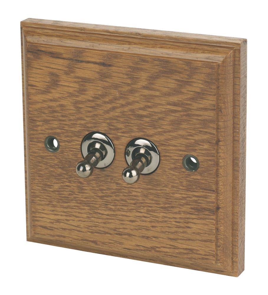 Varilight  10AX 2-Gang 2-Way Toggle Switch  Medium Oak