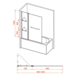Semi-Framed Chrome Bath Screen Reversible 1000mm x 1500mm