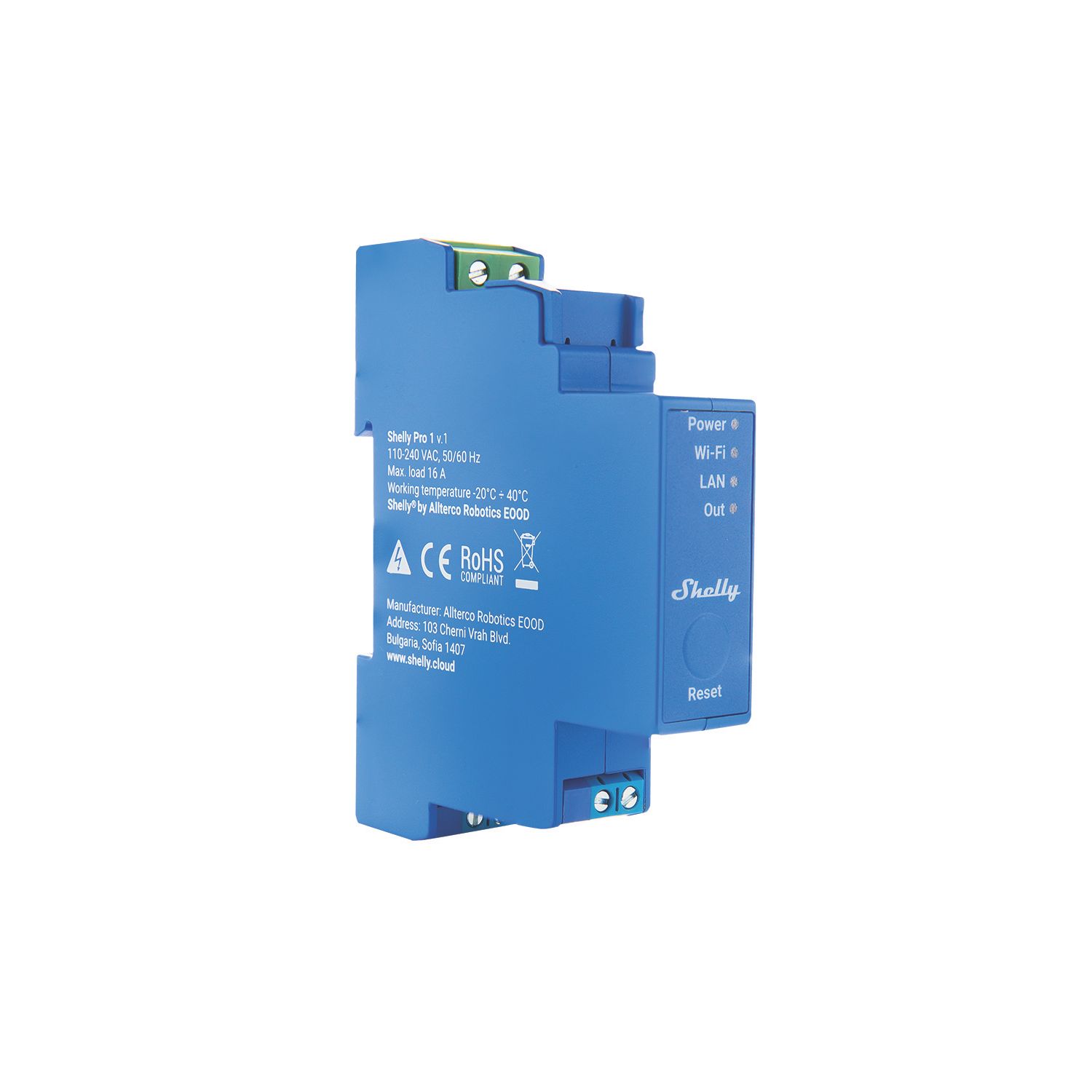 Shelly Pro 1 Single-Phase 1-Channel 16A Smart Relay Switch (172AG)