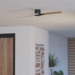 Eglo Aieta LED Ceiling Light Black/Brushed Brass 12W 1450lm