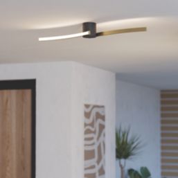 Eglo Aieta LED Ceiling Light Black/Brushed Brass 12W 1450lm