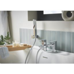 Bristan Cobalt Chrome-Plated 123mm Deck Mounted Dual Control Manual Shower Mixer Tap