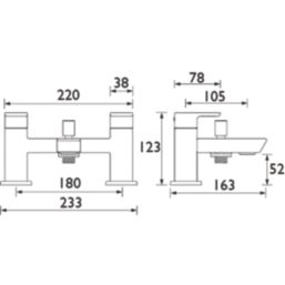Bristan Cobalt Chrome-Plated 123mm Deck Mounted Dual Control Manual Shower Mixer Tap