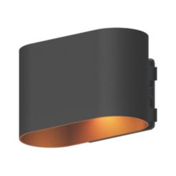 Calex Potenza Outdoor LED Up & Down Wall Light Black & Gold 4.9W 330lm