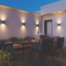 Calex Potenza Outdoor LED Up & Down Wall Light Black & Gold 4.9W 330lm