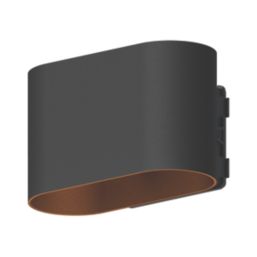 Calex Potenza Outdoor LED Up & Down Wall Light Black & Gold 4.9W 330lm