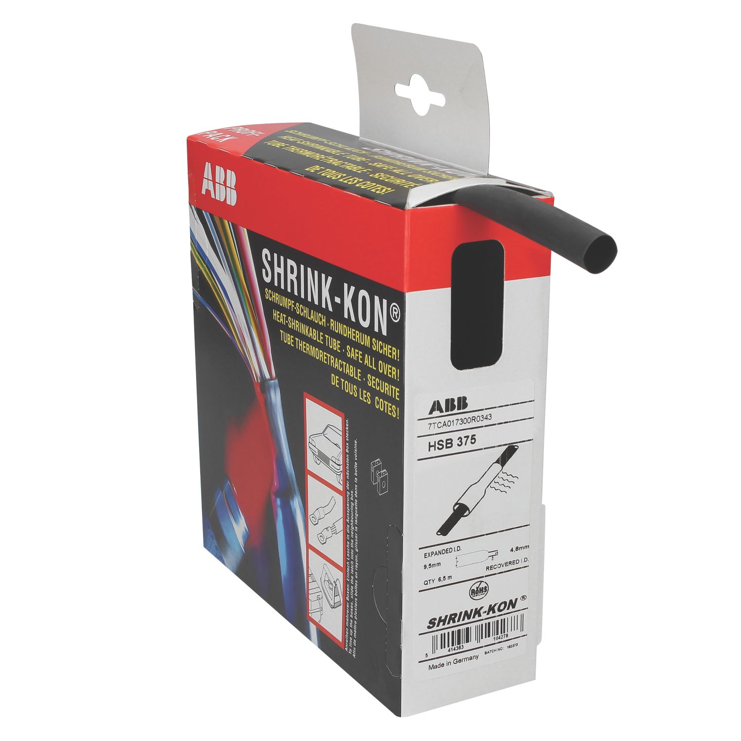 CED HSB250B Black Heat Shrink Tubing 6.4mm x 7.5m (172FP)