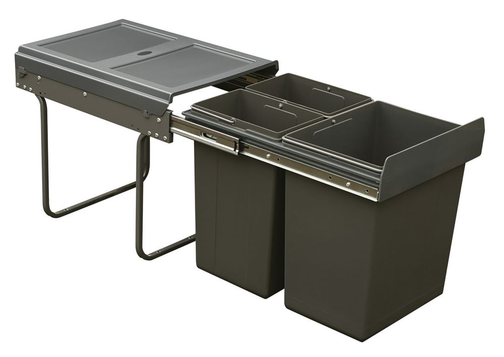 Hafele Kitchen Cabinet Pull Out Bin Grey 40Ltr Screwfix