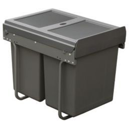 Hafele Kitchen Cabinet Pull Out Bin Grey 40Ltr Screwfix