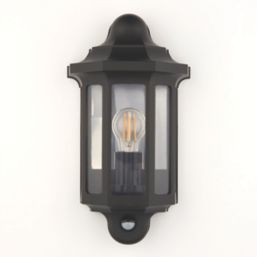 LAP  Outdoor Half Lantern Wall Light With PIR Sensor Satin Black