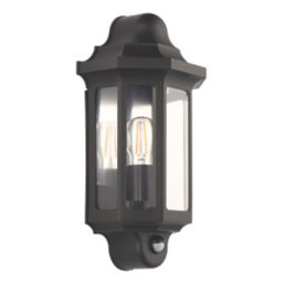 LAP  Outdoor Half Lantern Wall Light With PIR Sensor Satin Black