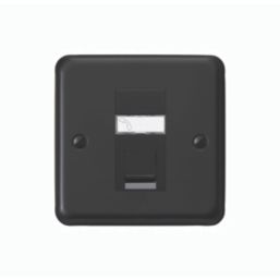 MK Contoura 1-Gang Master Telephone Socket Matt Black with Black Inserts