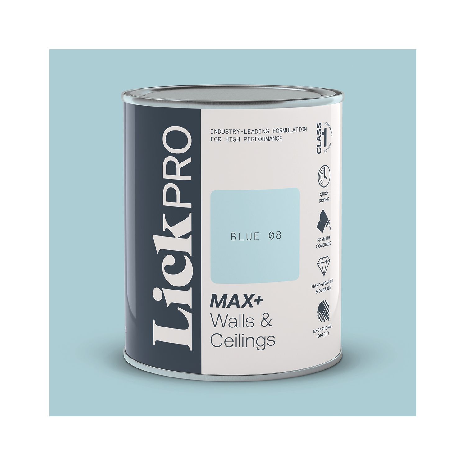 LickPro Max+ 1Ltr Blue 08 Matt Emulsion Paint (172TM)