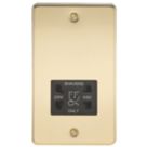 Knightsbridge  2-Gang Dual Voltage Shaver Socket 115 V / 230V Polished Brass with Black Inserts