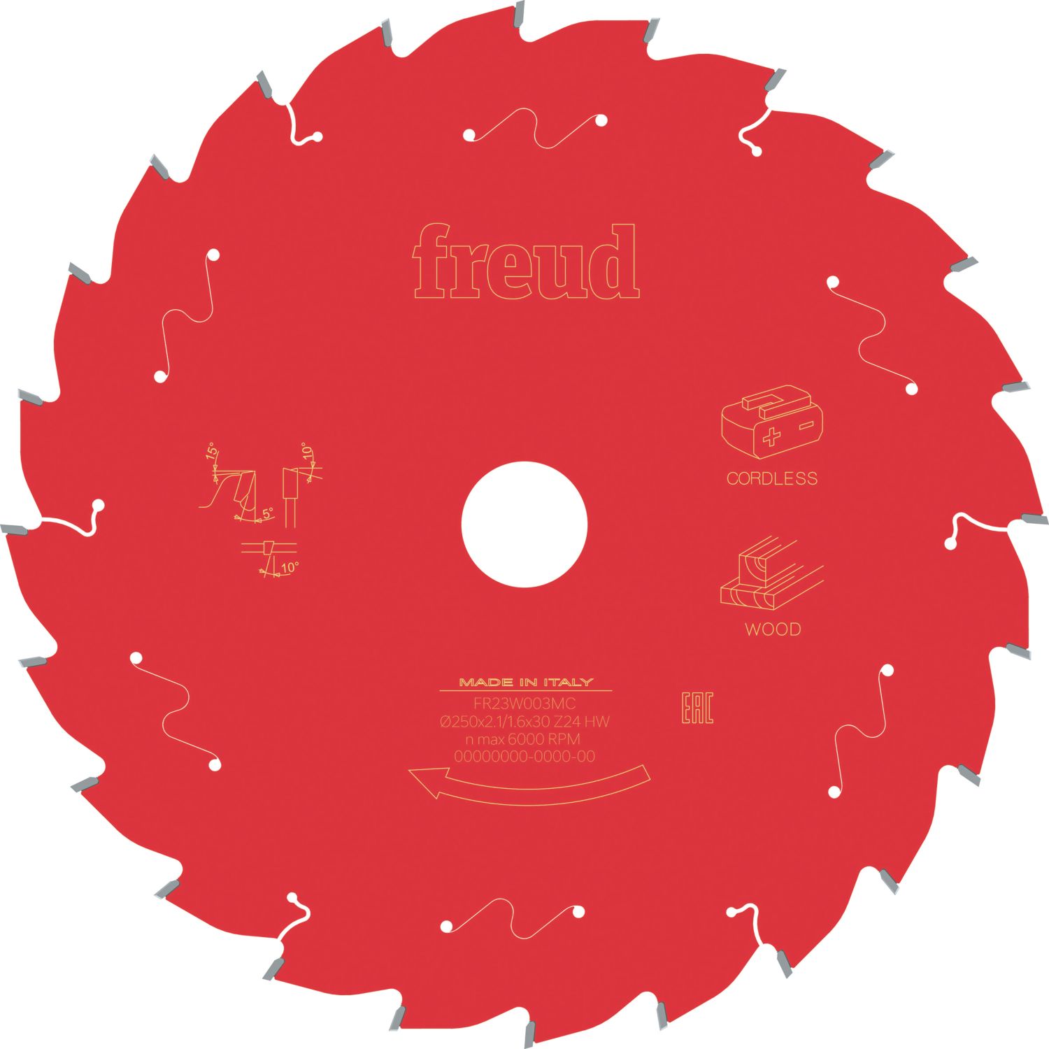 Freud F03FS10063 Wood Circular Saw Blade 250mm x 30mm 24T (172VV)