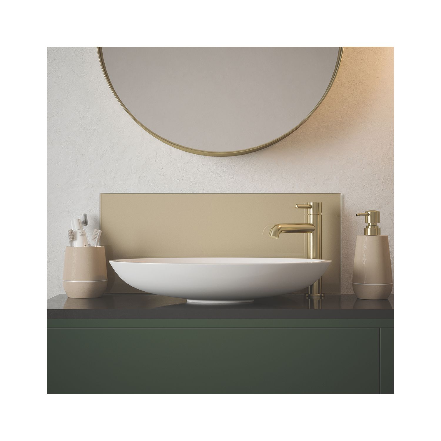 Splashback Venice Self-Adhesive Bathroom Splashback Gloss Light Gold 250mm x 600mm x 4mm (172YR)