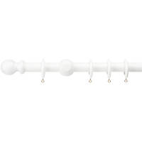 Universal Wooden Curtain Pole White 28mm x 3m