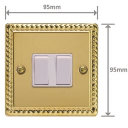Varilight  10A 2-Gang 2-Way Light Switch  Georgian Brass