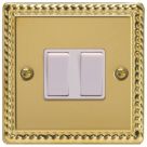 Varilight  10A 2-Gang 2-Way Light Switch  Georgian Brass