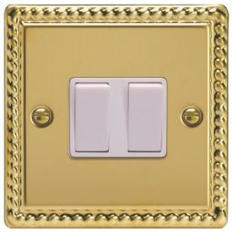 Varilight  10A 2-Gang 2-Way Light Switch  Georgian Brass