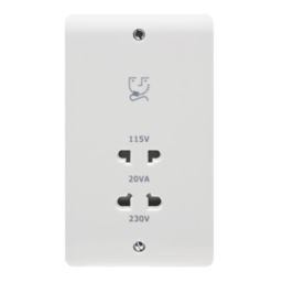 Crabtree Instinct 2-Gang Dual Voltage Shaver Socket 115 / 230V White