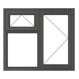 Crystal  Right-Hand & Top Opening Clear Triple-Glazed Casement Anthracite on White uPVC Window 1190mm x 965mm