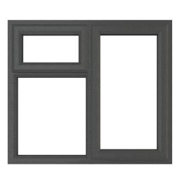 Crystal  Right-Hand & Top Opening Clear Triple-Glazed Casement Anthracite on White uPVC Window 1190mm x 965mm