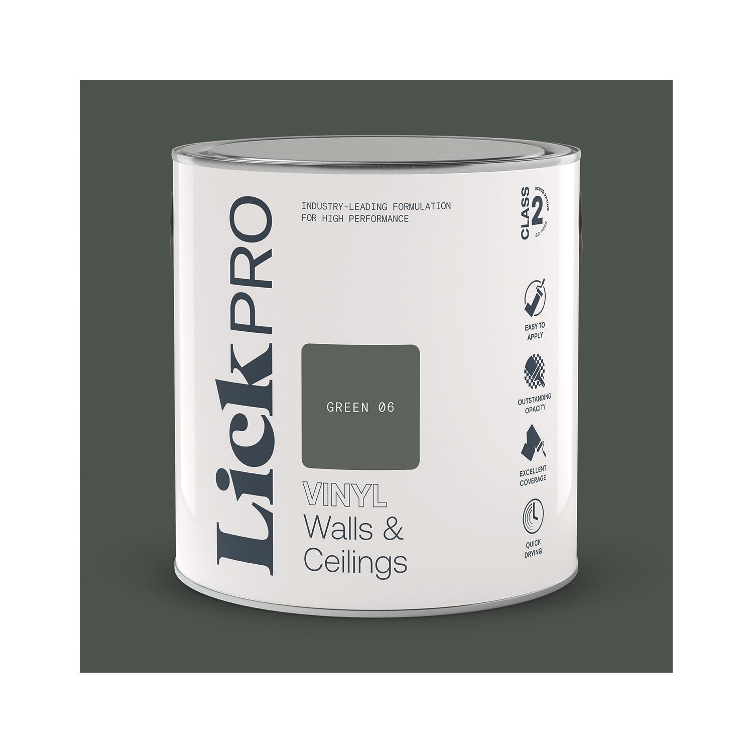 LickPro 2.5Ltr Green 06 Vinyl Matt Emulsion Paint (173TM)