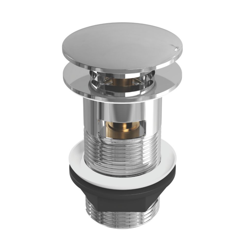ETAL Slotted Mushroom Push Button Basin Waste Chrome 66mm - Screwfix