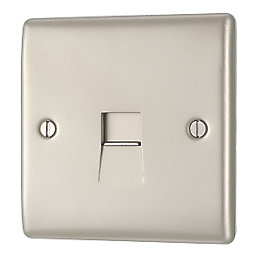 British General Nexus Metal 1-Gang Master Telephone Socket Pearl Nickel with Colour-Matched Inserts